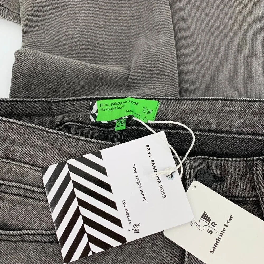 Sandrine Rose distressed black gray skinny jeans destroyed rain women new 29